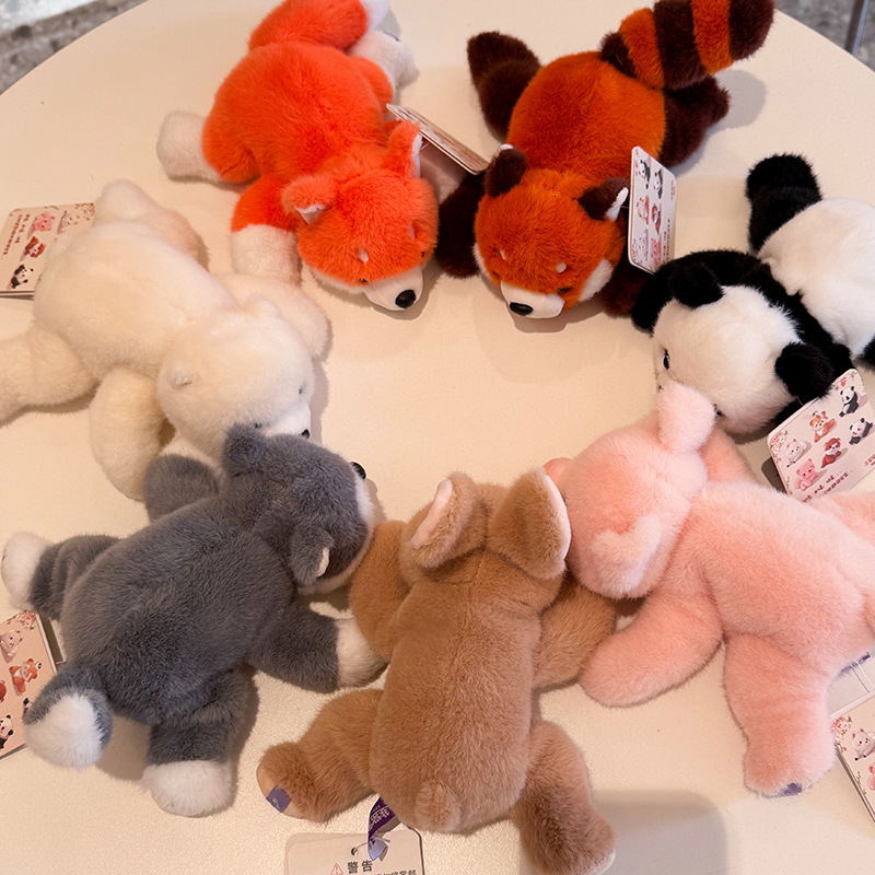 Xiangxiang Sanzi Animal Meow It Sister Same Style Cartoon Plush Toy Lying Panda Doll Bean Bag Gift 251010