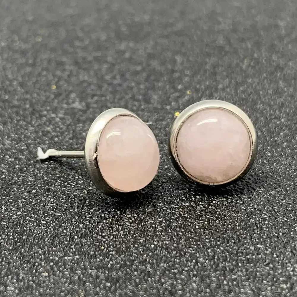 Natural Stone Stud Earrings For Women Handmade Bohemian Stainless Steel Earrings Wedding Jewelry Gift Moonstone Tigereye Binoux C251103