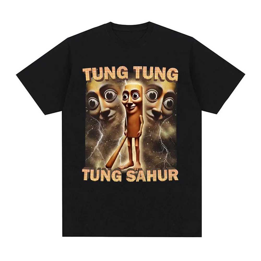 Tung Sahur Funny Baseball Bat Meme T-shirts for Men Vintage 90s Hip Hop Humor T Shirts Unisex Oversized Cotton T-shirt X250403