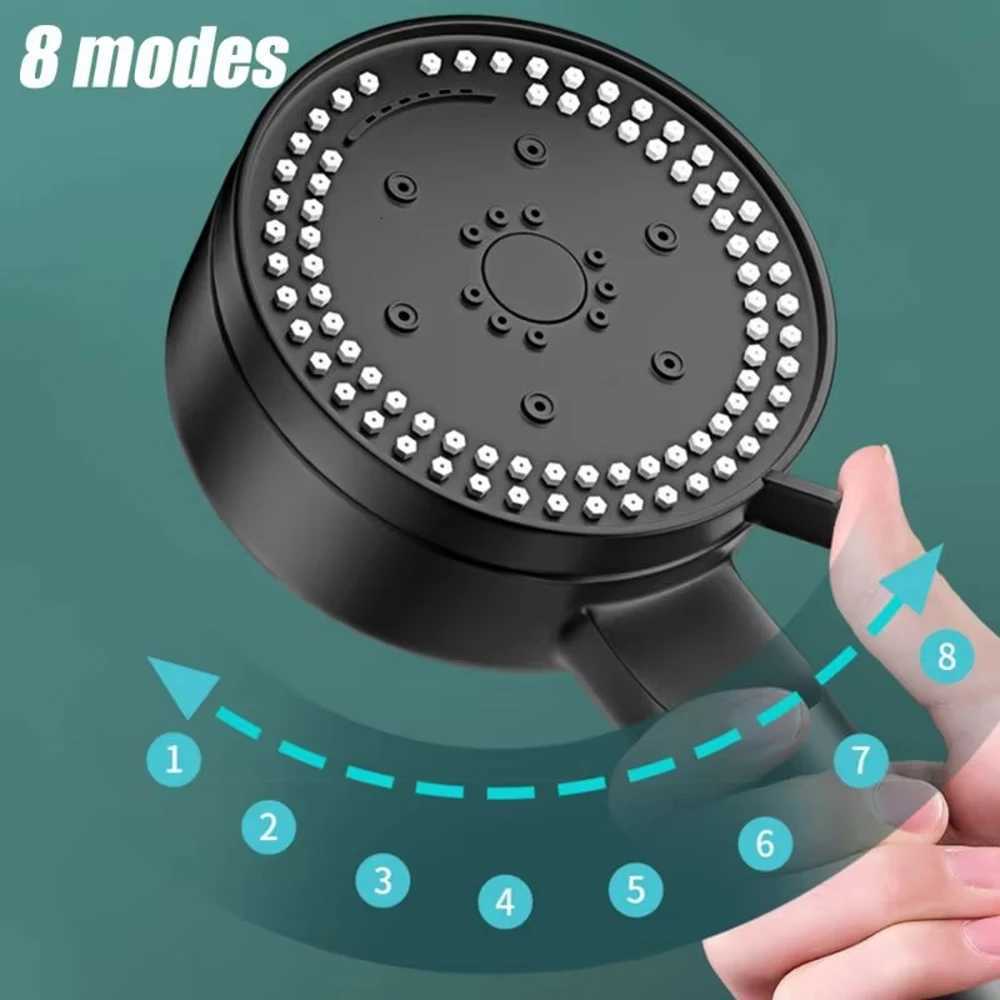 8 Mode Shower Water Saving High Pressure Shower With water stop switch Handheld Hangable Bathro Accessories Y251103
