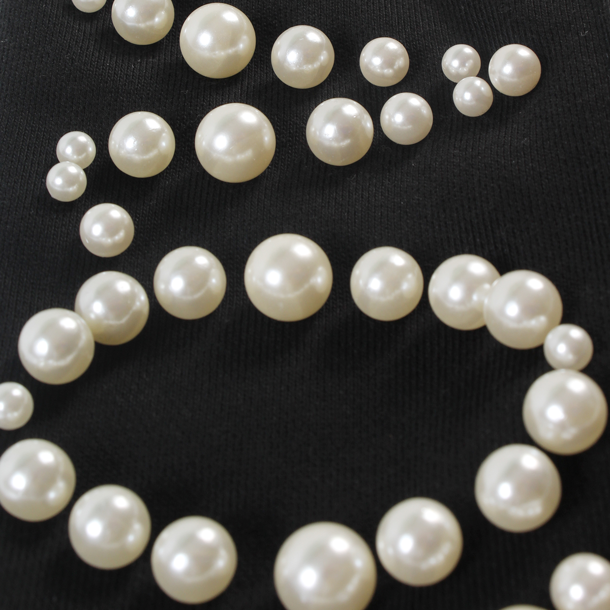 Women's Black Cotton Wide Leg Pants | Handmade Pearl Embellished Trousers with Elastic Waist, Trendy Casual Streetwear Pants for Daily & Event LN