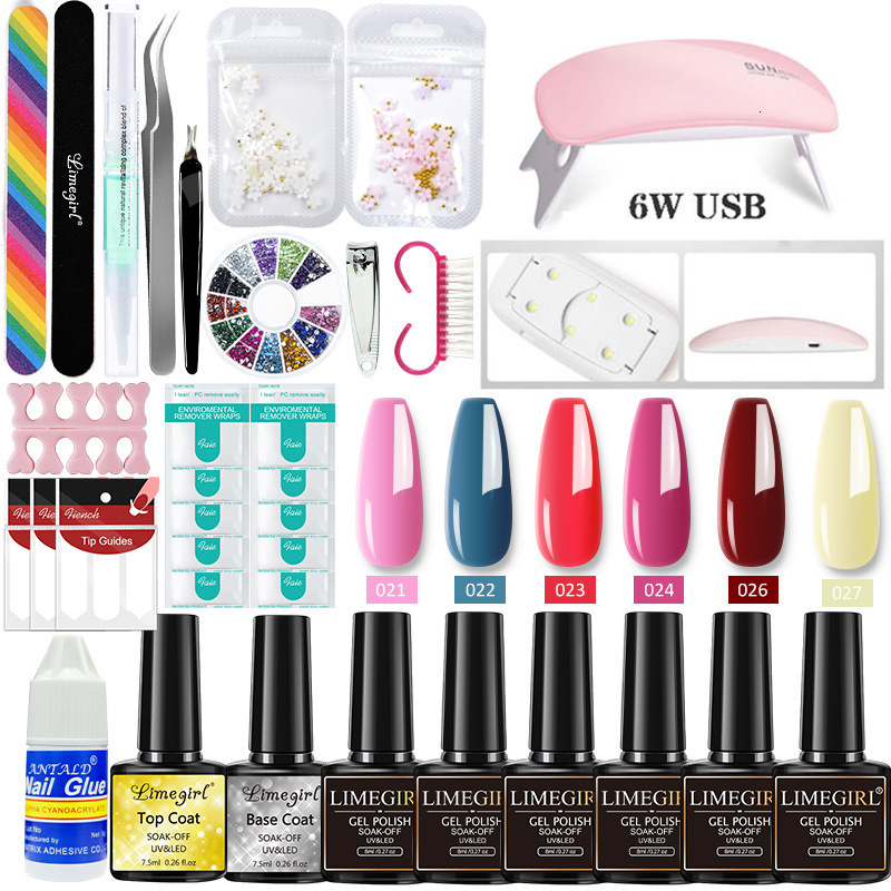 Nail Manicure Set Acrylic Kit Semi Permanent Extension Poly Gel With UV Lamp Dryer Drill Machine Tool kits 221012