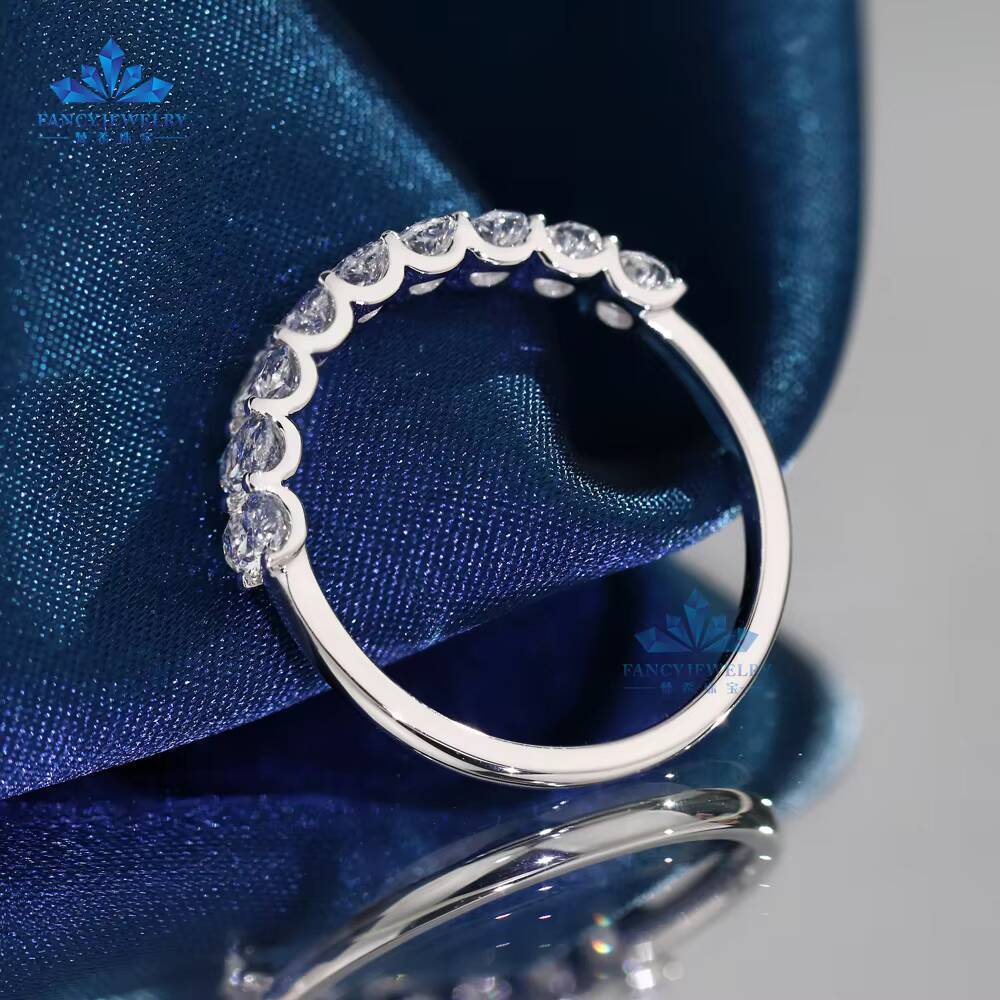 Factory Custom 3x5mm Oval Half Eternity Band Ring 10k 14k 18k Solid Gold Lab Grown Diamonds DEF VVS1 HPHT CVD Lab Diamonds Ring