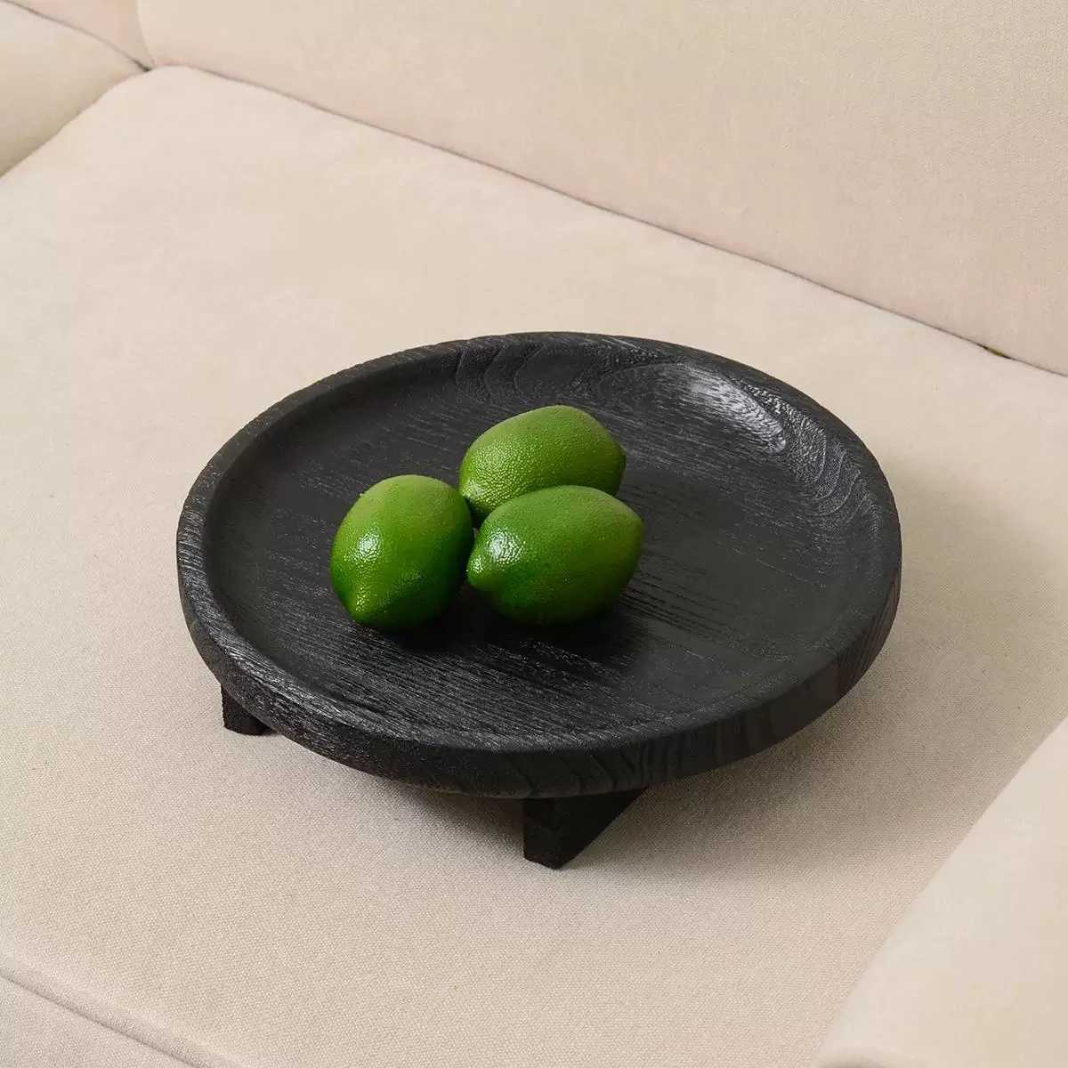 Retro Fruit Plate He Living Ro Coffee Table Teak Black Round Tray Solid Wood Small Wooden Plate Wooden Candlestick Plate Y251025