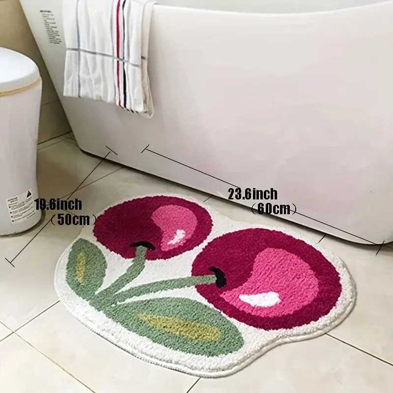 Cute Cherry Bath Mat Absorbent Microfiber Bathroom Rugs Fluffy Non-Slip Fruit Shaped Doormat Bathtub Carpet For Bathroom C251103