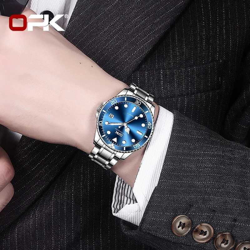 OPK brand steel belt single calendar luminous waterproof mens quartz watch 8118W251104