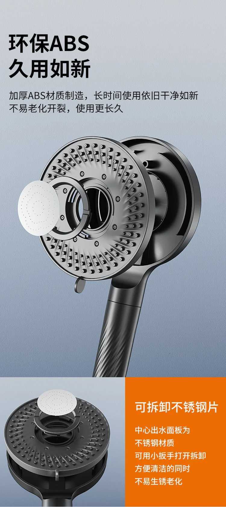 New 122mm Large Panel 5 Modes High Pressure Shower with Filter Massage Filtered Rainfall Shower Bathro Accessories Y251103