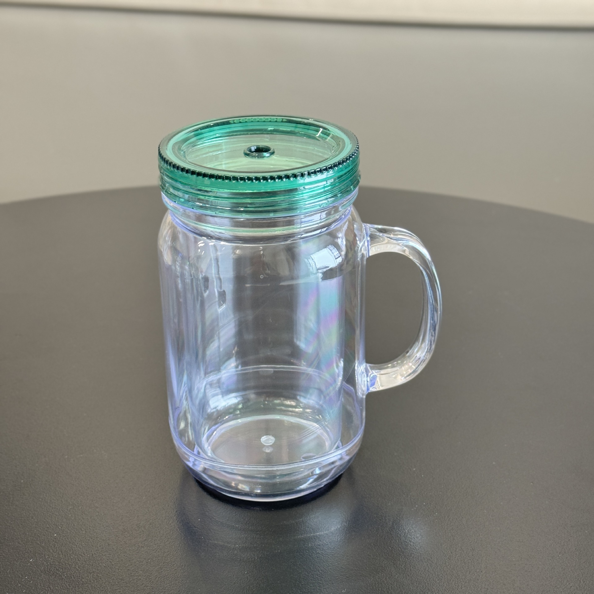 20oz snow globe plastic mason jar double walls acrylic cups with handle colored lids straw beverage food cans mugs AS plastic DIY tumbler