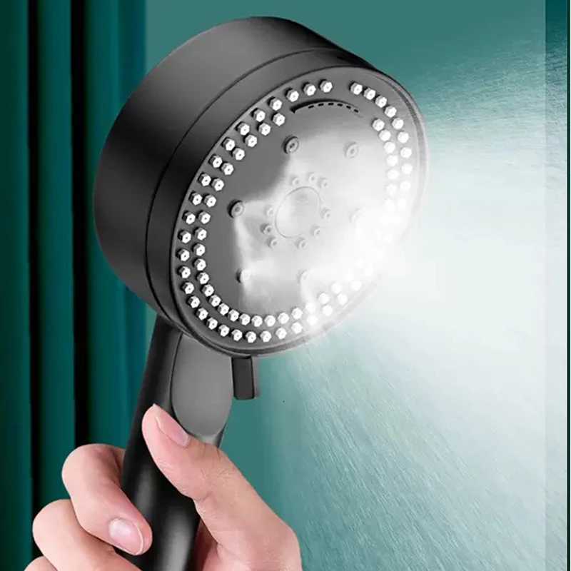 Adjustable Shower 8 Modes Highpressure Water Saving Black Shower Handheld Bathro Massage Showers Nozzle Y251103