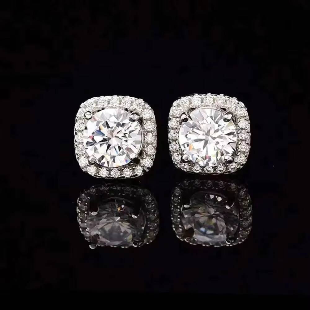 Luxury 2023 Moissanite Diamond Hip Hop Earrings 10K 14K 18K Solid Gold Stud Earrings 925 Sterling Silver for Women Men Gift