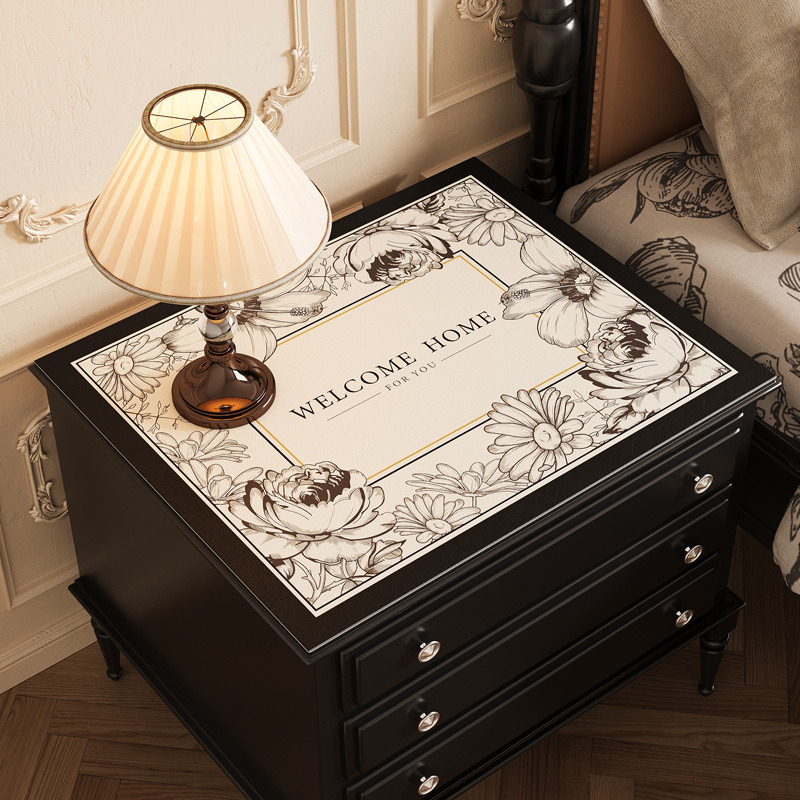 Leather Luxury High-end Bedside Table Protector Waterproof Dustproof Refrigerator Cover Washing Machine Mat ddmytues