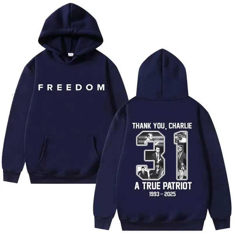Charlie Kirk Freedom Graphic Print Hoodie Men Women Tribute Memorial American Hero Sweatshirt Male Patriotic Activism Streetwear K251103