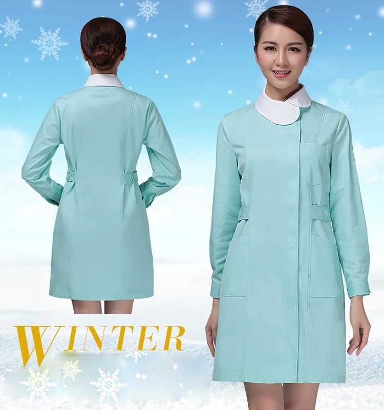 Dispensary Custom Nurse Apparel Medical Institution Uniform Clinic Green Coat Long Sleeve Doctor Lady Blouse Dress J251103