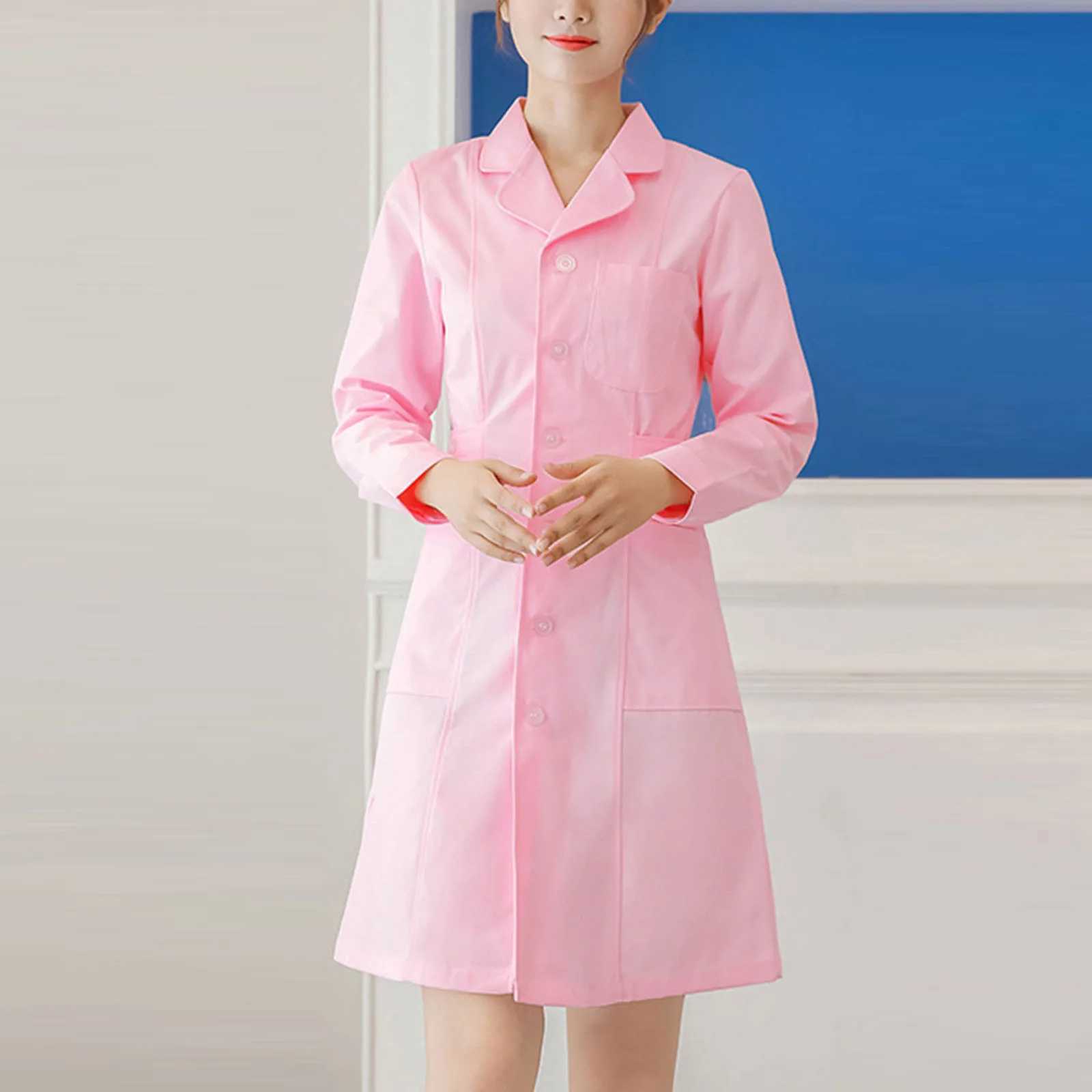 Thin Breathable Basic Hospital Clinical Uniforms Scrubs Lab Coat Pharmacy Long Sleeve Nurse Doctor Dress Comfy Medical Uniform J251103