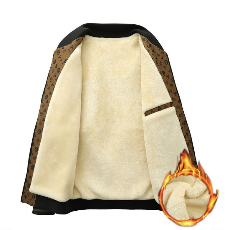 Free Shipping 2025 Autumn Winter New Baseball Collar Fleece Lined Thick Jacket Slim Fit Men Warm Comfortable Cotton Coat Black Coffee