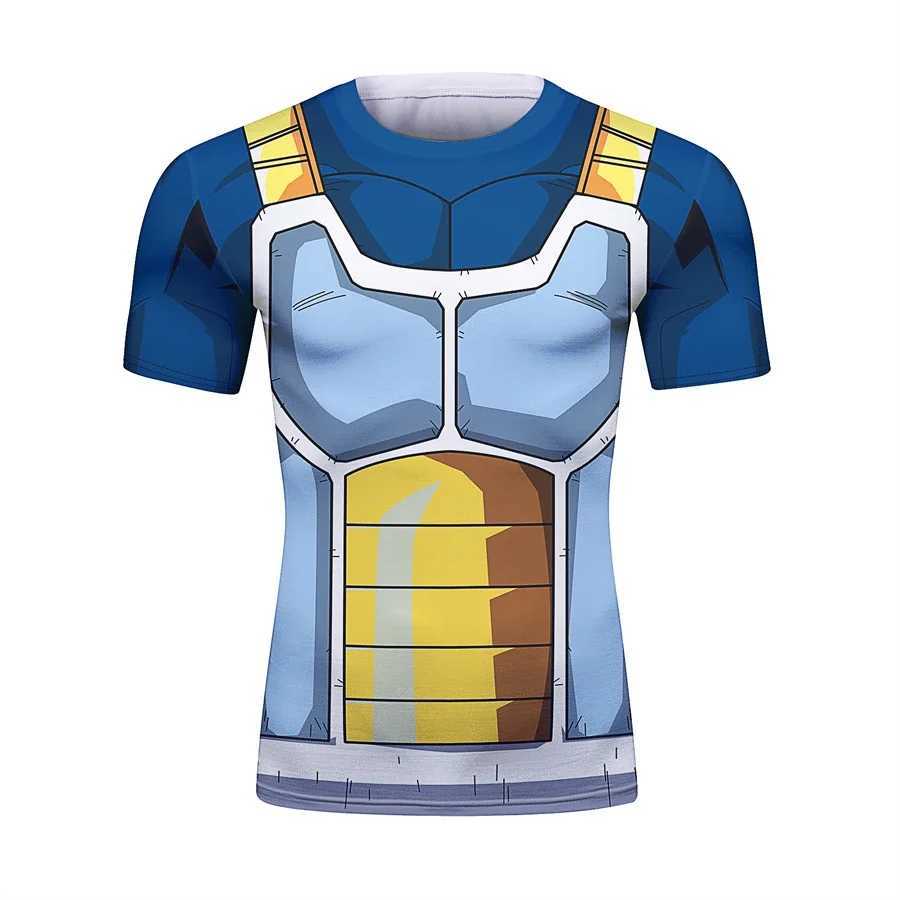 2025 3D printed plus size T-shirt mens compression role-playing Vegeta clothing sports fast drying breathable fitness outdoor running W250402