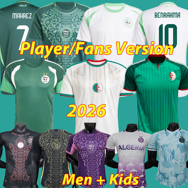 maillot 2026 Algerie Soccer Jersey Player Version Fans Algeria ATAL DELORT 25 26 BENNACER special training kits MAHREZ FEGHOULI pre match men kids equipments