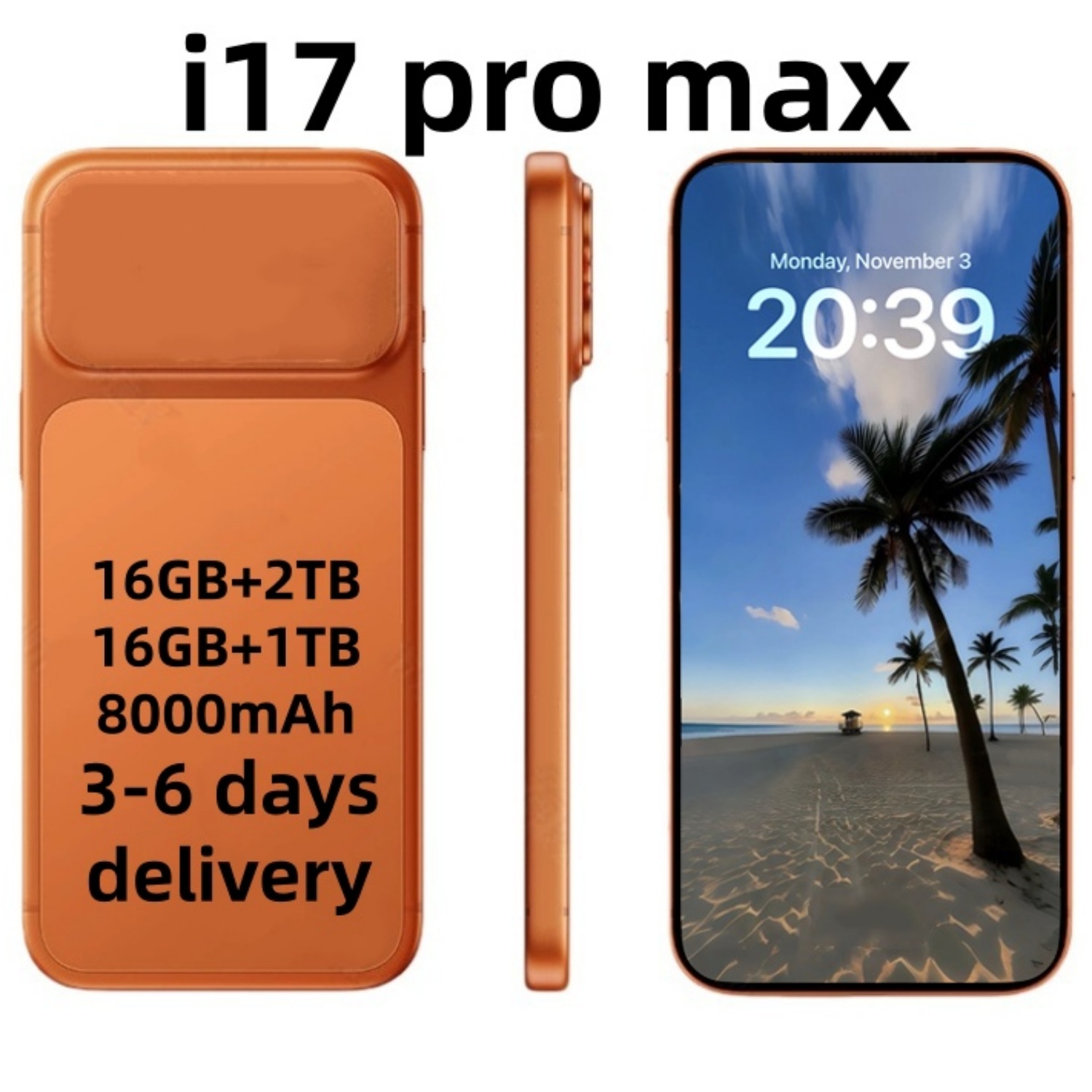i16 i17 Pro Max Full Screen Android Smartphone with 16GB+2TB Storage - Dual SIM Support & 5G Connectivity Large HD Touchscreen, Dual SIM, Built-in GPS Technology