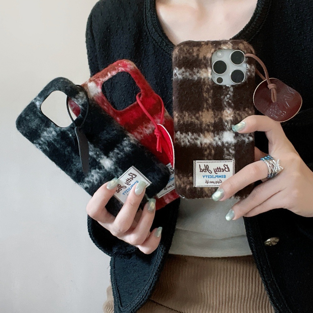 Plush Color-Block Simple Phone Case Compatible with iPhone 17/16 Pro Max Niche Anti-Drop iPhone 15/14 Pro