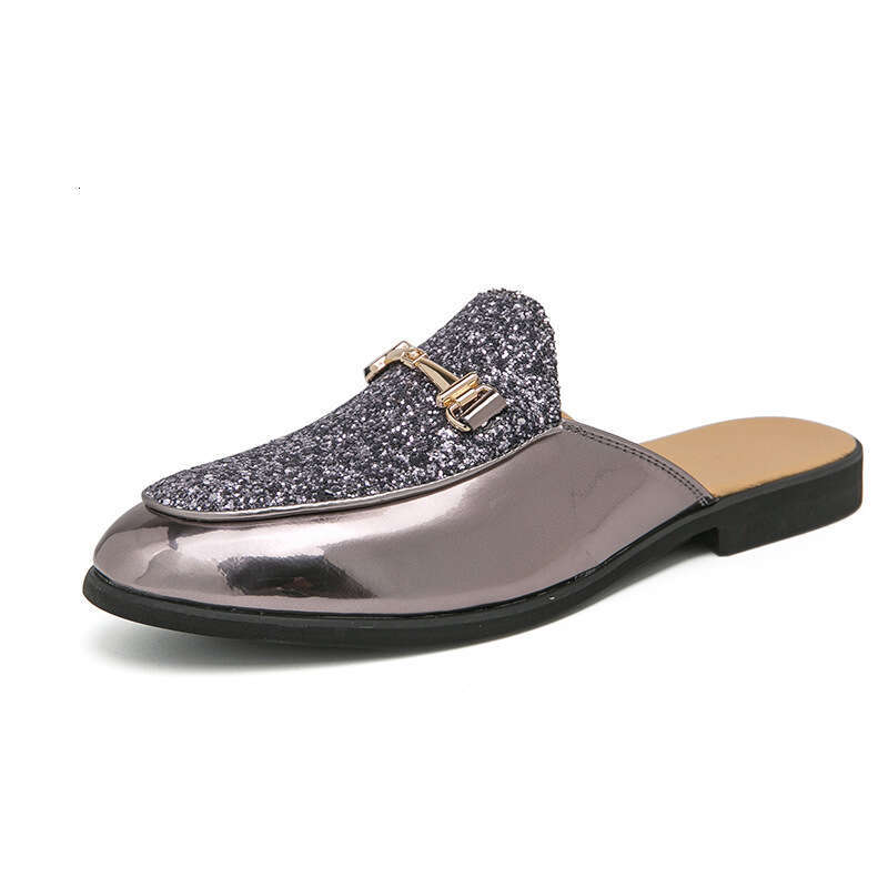 Men's in plus size, new semi fashionable foot covers, cool slippers, trendy casual leather shoes, lazy half back shoes