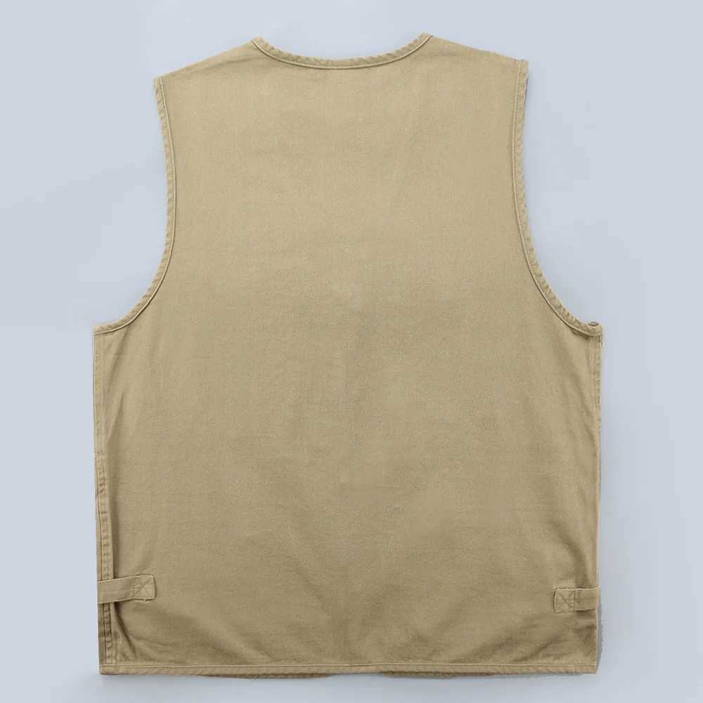 5XL Cotton Fabric Vest with Many Pockets for Men Spring Summer Casual Tool 6 Color Sleeveless Jacket Male Multi Pocket Waistcoat X250403