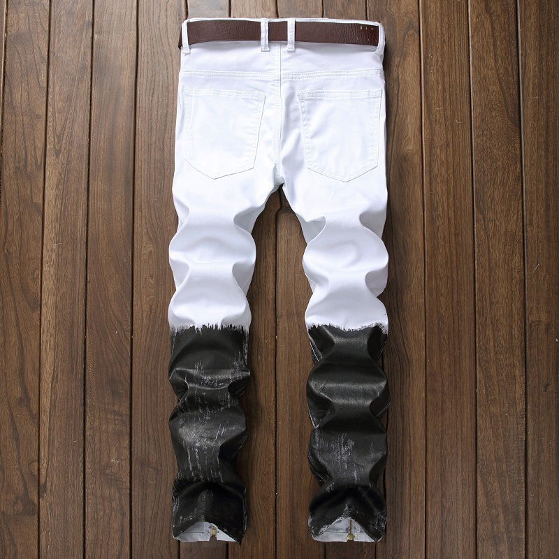 Mens Jeans Designer Jeans For Men Jeans Cut open jeans men's ripped cuffs zipper coated jeans