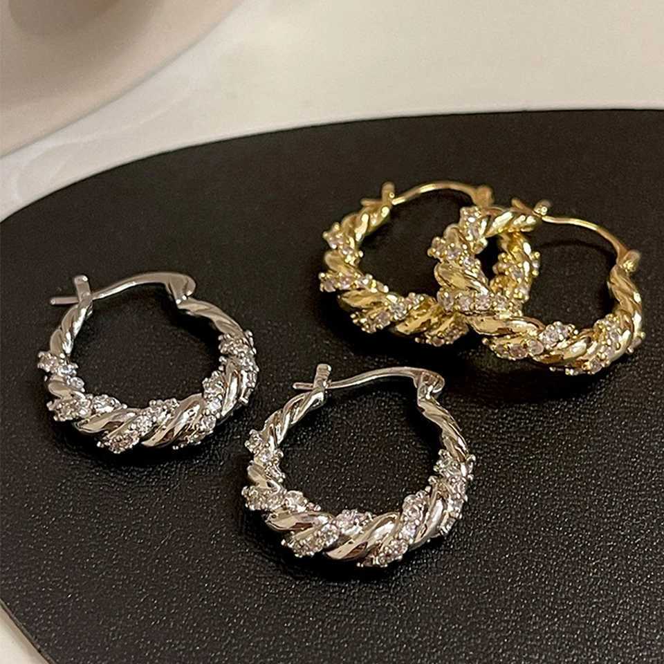 ZAKOLs new shiny zircon wrapped ring earrings suitable for womens fashionable OL style gold earrings party jewelry Y250401