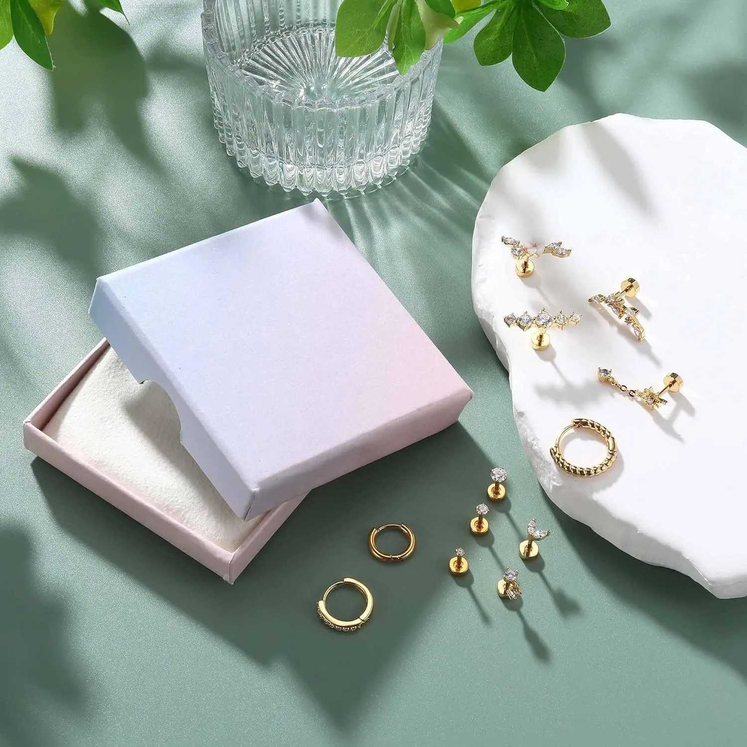 Drperfect 12Pcs Helix Piercing Surgical Steel Tragus Earrings Flat Back Earrings Helix Hoop Cartilage Earrings Conch C251103