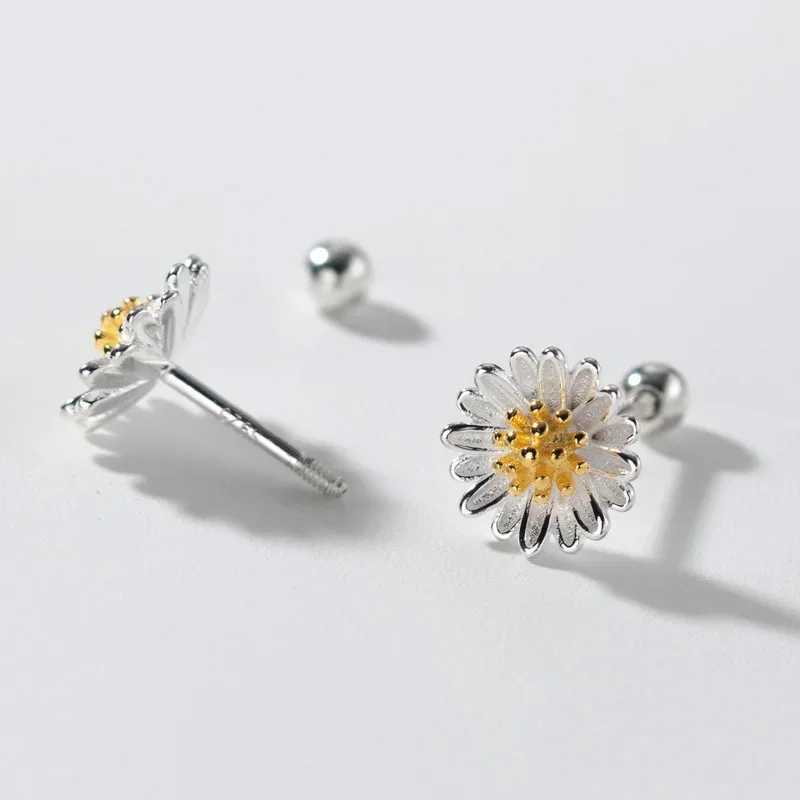 INZATT Real 925 Sterling Silver 68mm Flower Stud Earrings for Women Classic Fine Jewelry Piercing Screw Ball Accessories C251103