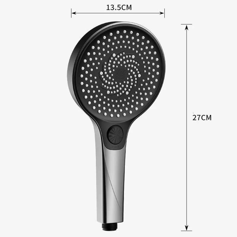 135mm High Pressure Bathro Shower Black Silver 3 Modes Adjustable Spa Spray Nozzles Massage Rainfall Handheld Shower Y251103