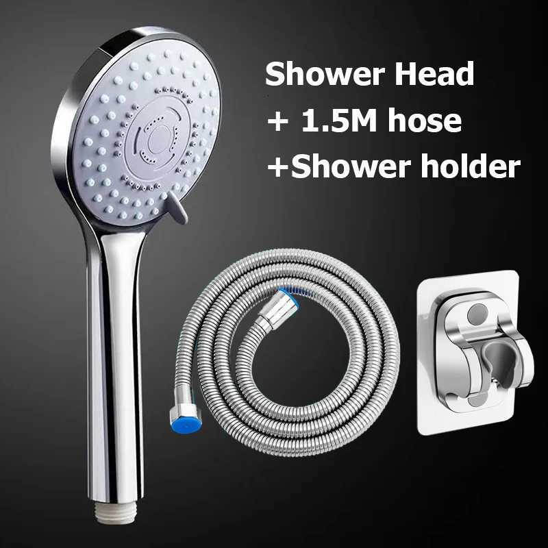5 Modes High Pressure Shower Set Rainfall Handheld Sprayer Nozzle Shower With Hose Bracket Bathro Faucet Accessories Y251103