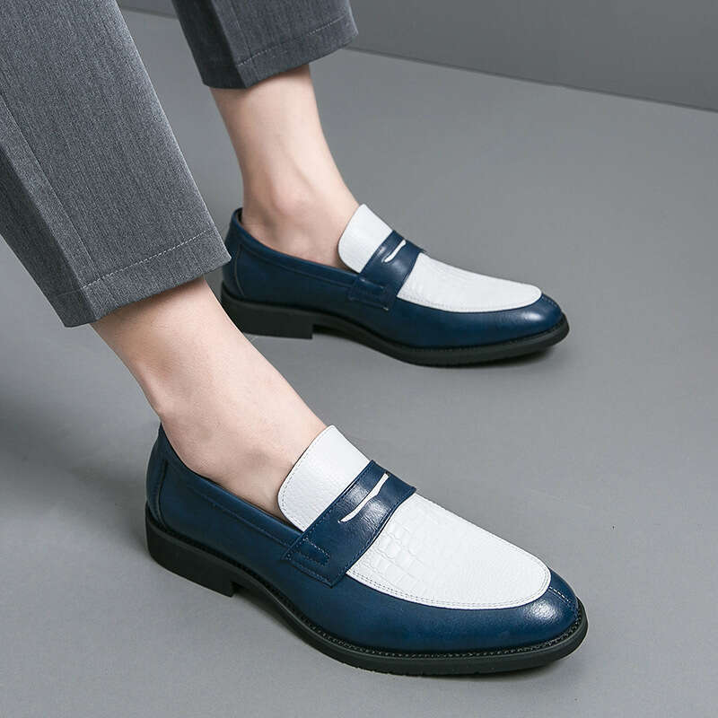 Men's shoes in plus size, new casual leather fashionable business dress shoes, trendy foot covers, and loafers
