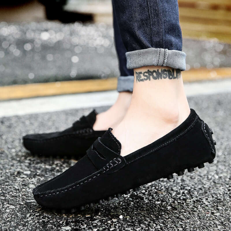 New autumn winter oversized low cut men's bean with fashionable plush and warm sleeves, British casual shoes