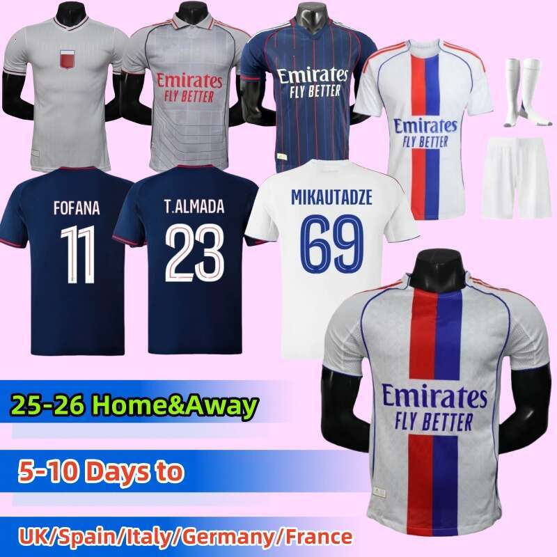 25 26 lyons Maillot de foot Soccer JerseyS 75th TOLISSO MIKAUTADZE BENRAHMA ORBAN NUAMAH OL FOFANA 2025 2026 football shirts Olympique Lyonnais man ds