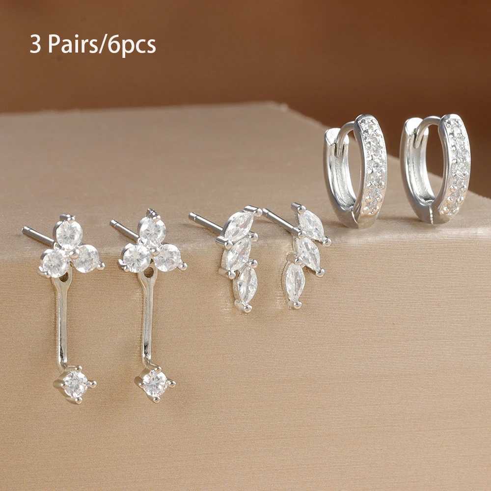 6PCS Exquisite Green Zircon Hoop Earrings Set for Women Gold Plated Stainless Steel Cartilage Piercing Earring Statement Jewelry C251103