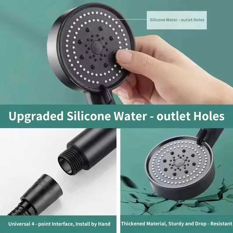 5 Modes Adjustable High Pressure Shower Water Saving Massage Function Black Shower for Bathro Accessories Y251103