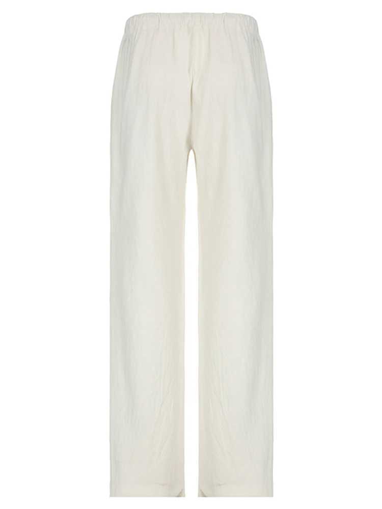 Sweetown Solid Loose Casual Boho Straight Leg Pants For Women Simple Lazy Comfortable Summer Vacation TrousersXJ250616