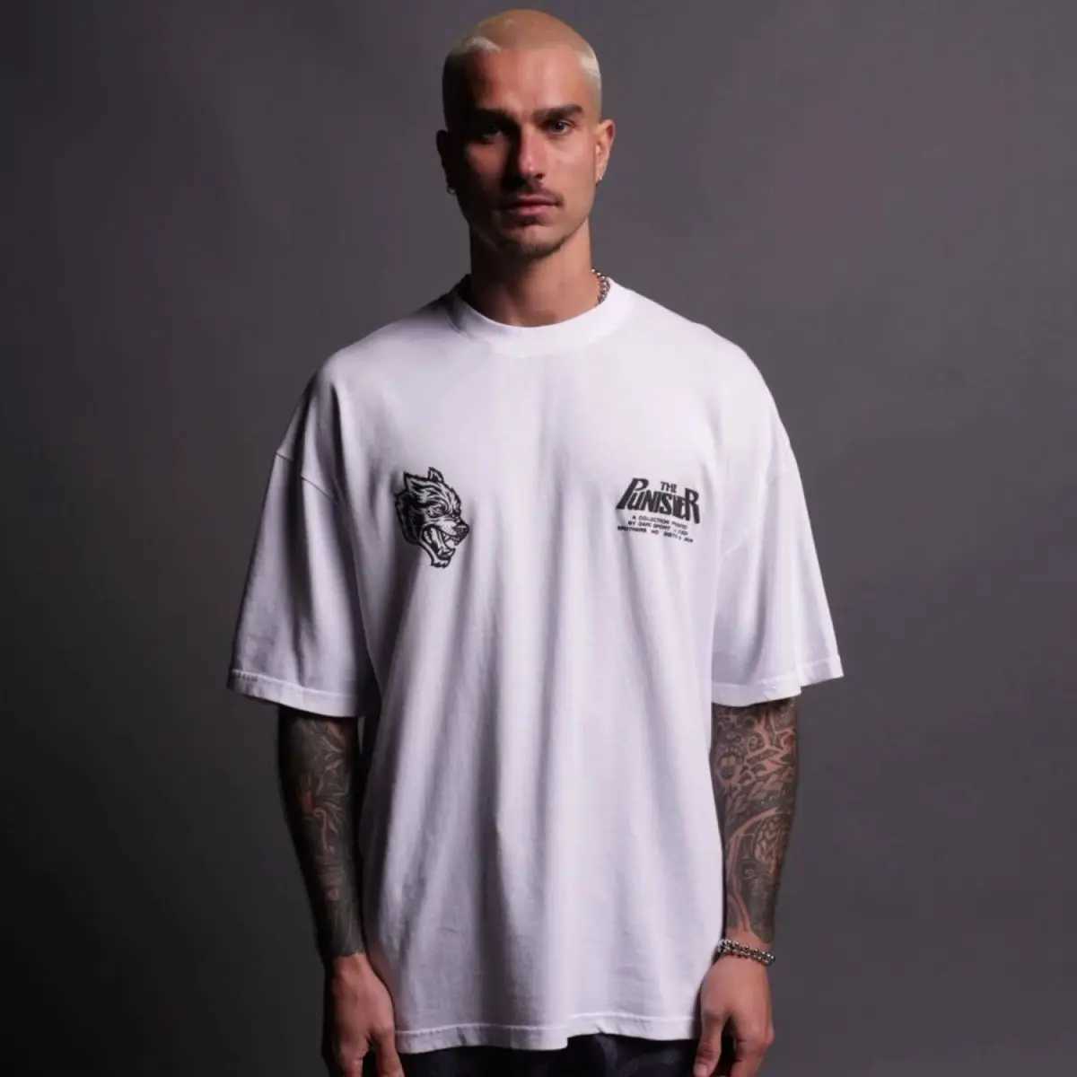 Wolf Head High Quality T-shirt Summer City Fitness Sport Loose casual crewneck Mens T-shirt Couple 100% cotton X2506131