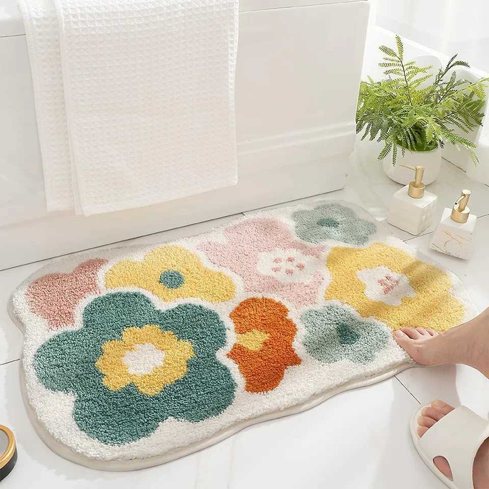 VIKAMA Fashionable And Fresh Floral Pile Carpet Anti-Slip Bathroom Entrance Mat Home Decoration Item C251103