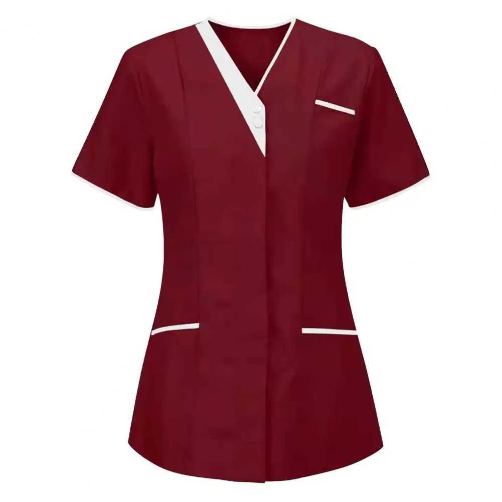 Women Vneck Tops for Women Nursing Uniform Summer Short Sleeve Nursing Blouse TShirt Plus Size M3XL Nurse Uniform with Pocket J251103