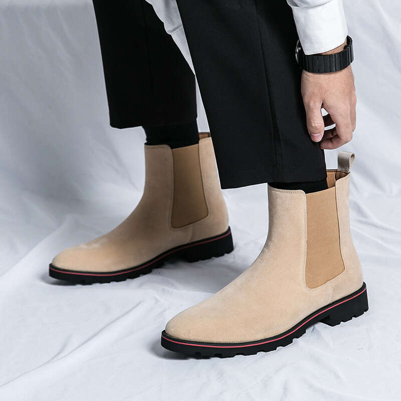 2024 Shoes Large Size New Chelsea Fashion Trend Boots Men's Leather