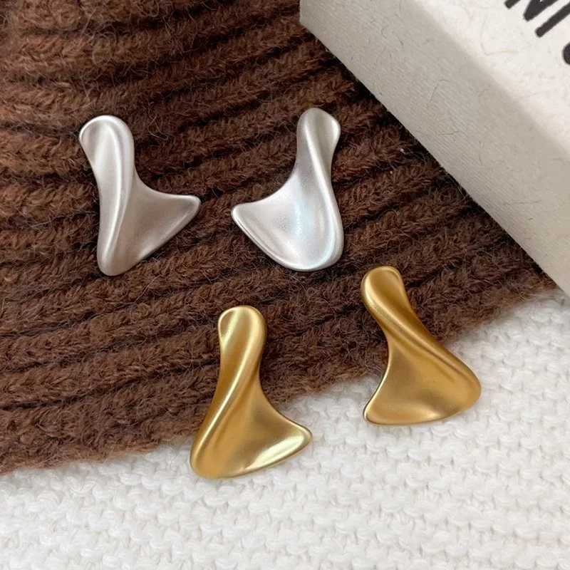 Real 925 Sterling Silver Distorted Irregular Geometric 18K Stud Earrings for Women Trendy Fine Jewelry Minimalist Accessories C251103