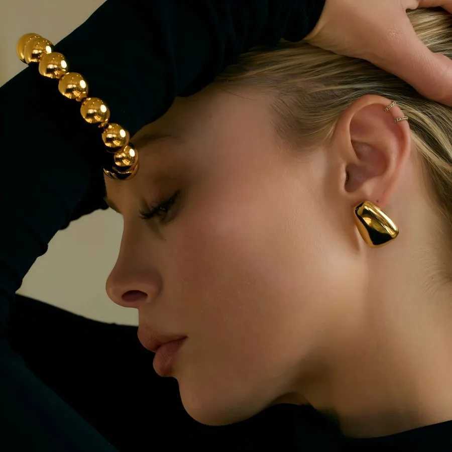 2025 New Design Fashion Stainless Steel Geometric Trapezoid Ear Studs Womens Accessories Party Waterproof Jewelry Gift C251103