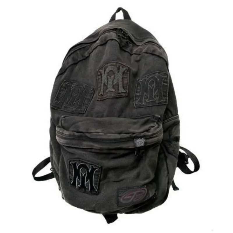 Large Capacity Y2k Fashion Letter Embroidery Backpack Patchwork Vintage Gothic Schoolbags Luxury Design Casual Students BackpackW251103