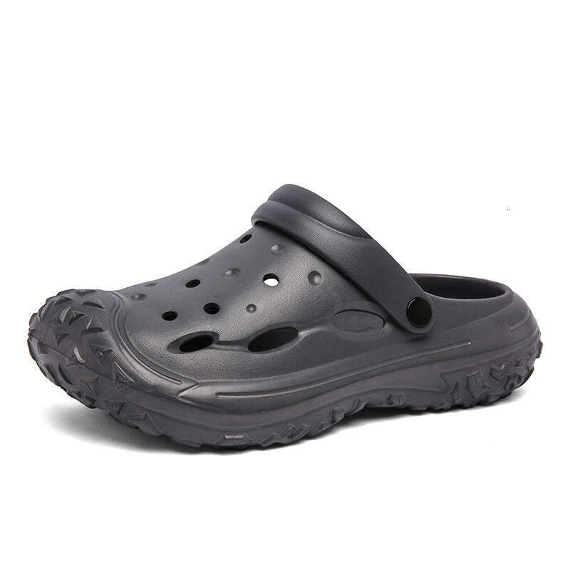 Men's hollowed out breathable hooded sandals, oversized summer beach shoes, outdoor home EVA thick soled sandals