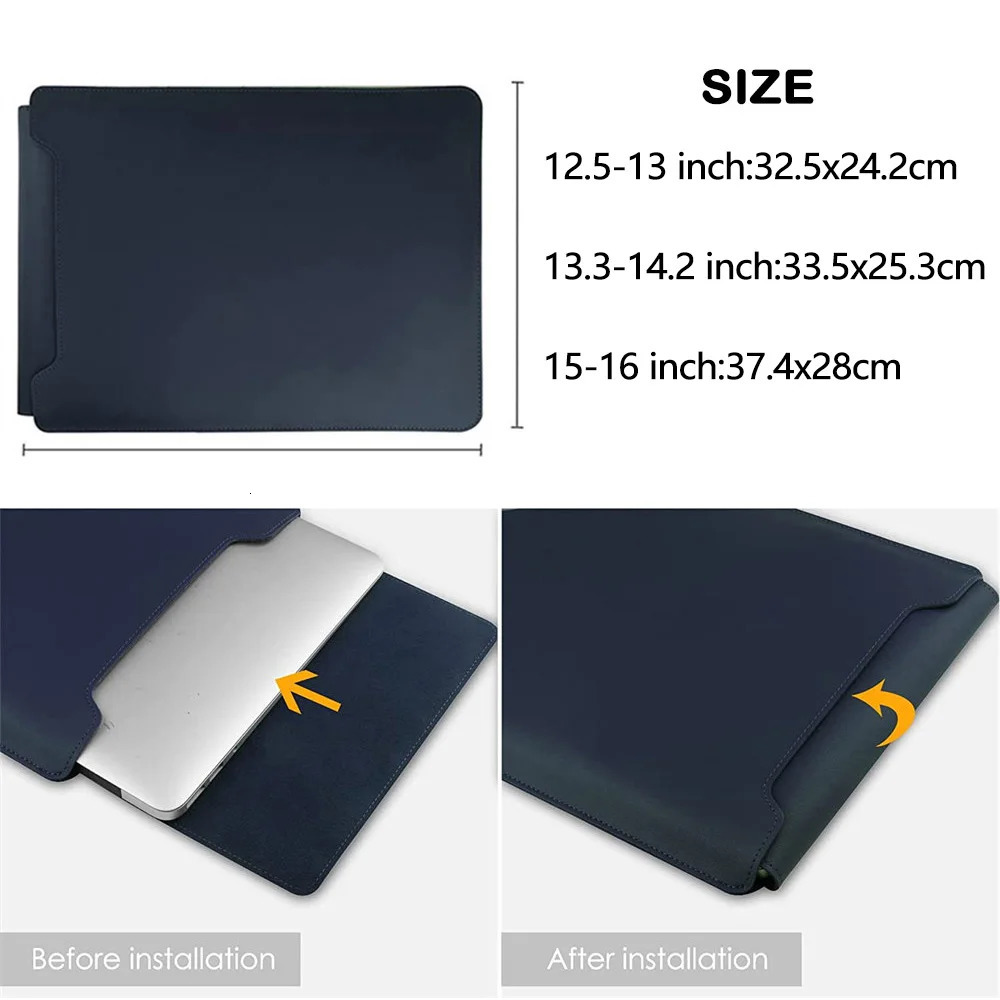 PU Leather Laptop Computer Sleeve Case Bag Stand Cover Pouch Man Women 13 14 15 156 16 inch for Air HP 251103