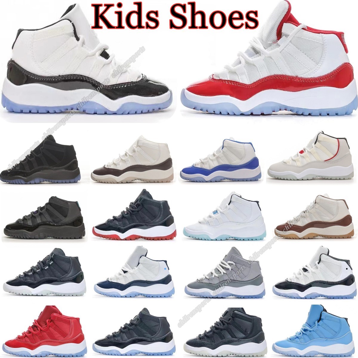Cherry 11 kids shoes toddler sneakers trainers boys girls youth high basketball Children Cool Grey Blue black white baby designer shoe