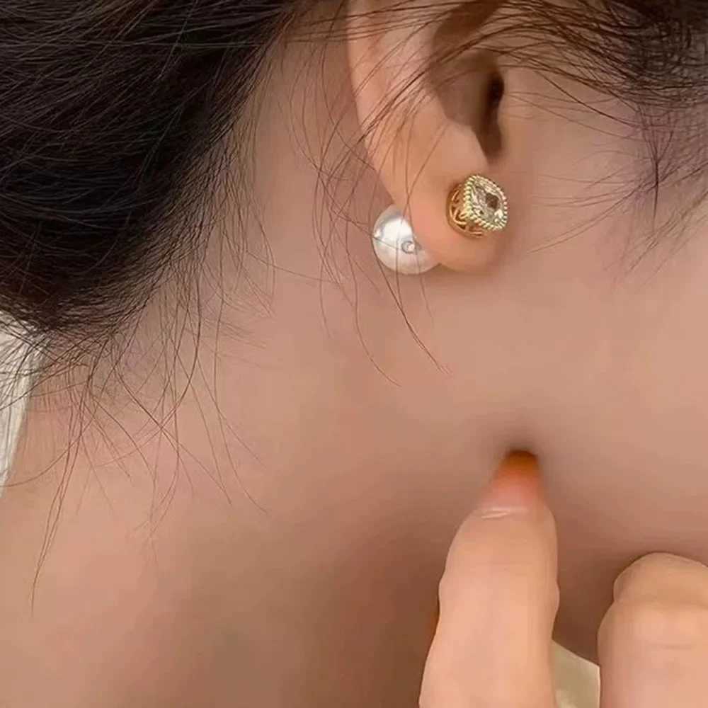 Autumn Charm Square zircon imitation pearl statement earrings for women backlit earrings engagement wedding party jewelry Y250401