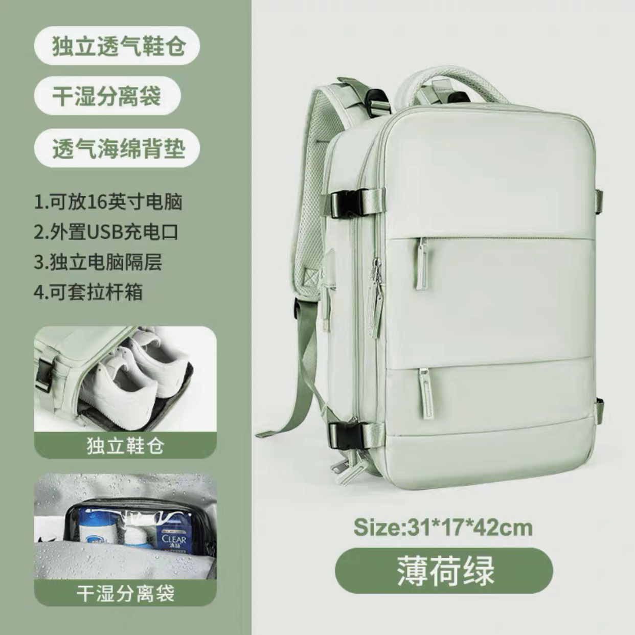 Girls Backpack Super Large Capacity Multifunctional Dry and Wet Classification Shortdistance Travel Nylon Waterproof Schoolbag Mommy 241118