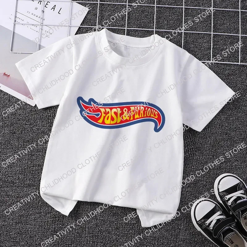 Fast and Angry Childrens Tshirt Kawaii Racing Printed Cartoon Casual Clothing Anime Girls Fashion Top Street 250325z